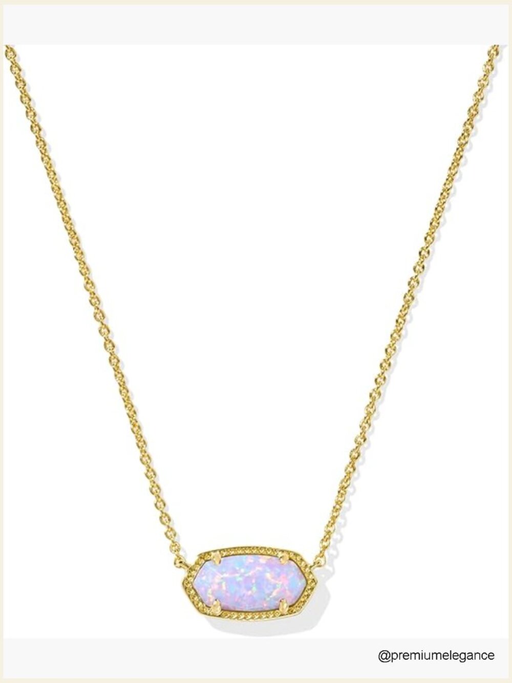 14k Gold-Plated Pendant Necklace With Opal - 15" Chain